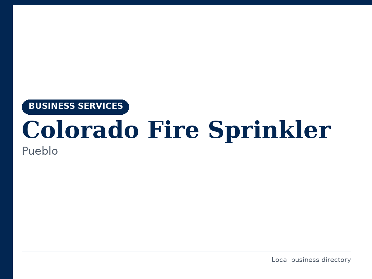 Colorado Fire Sprinkler