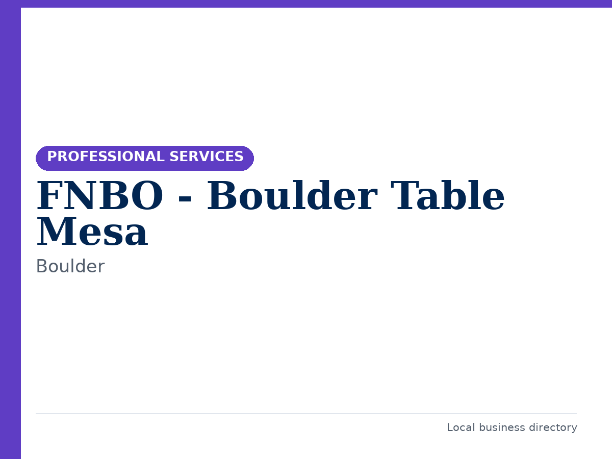 FNBO - Boulder Table Mesa