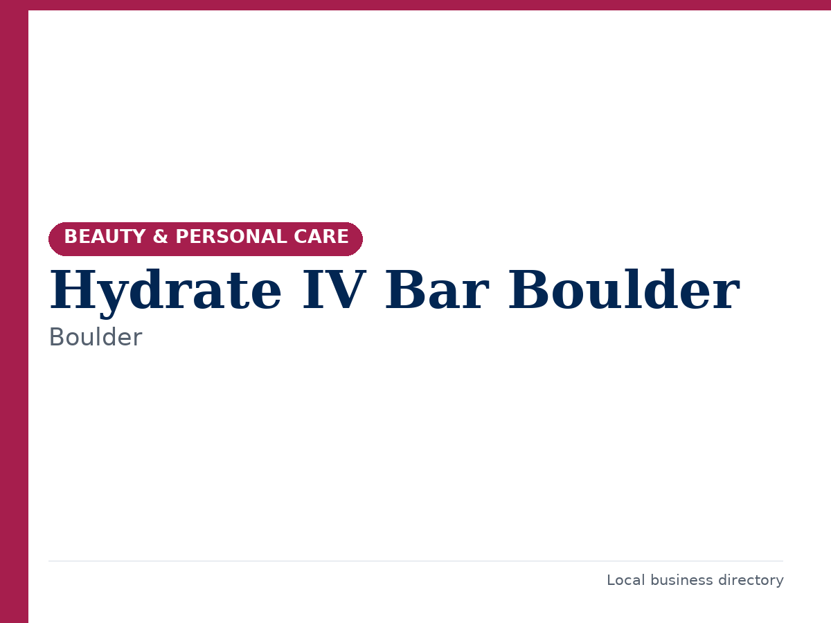 Hydrate IV Bar Boulder