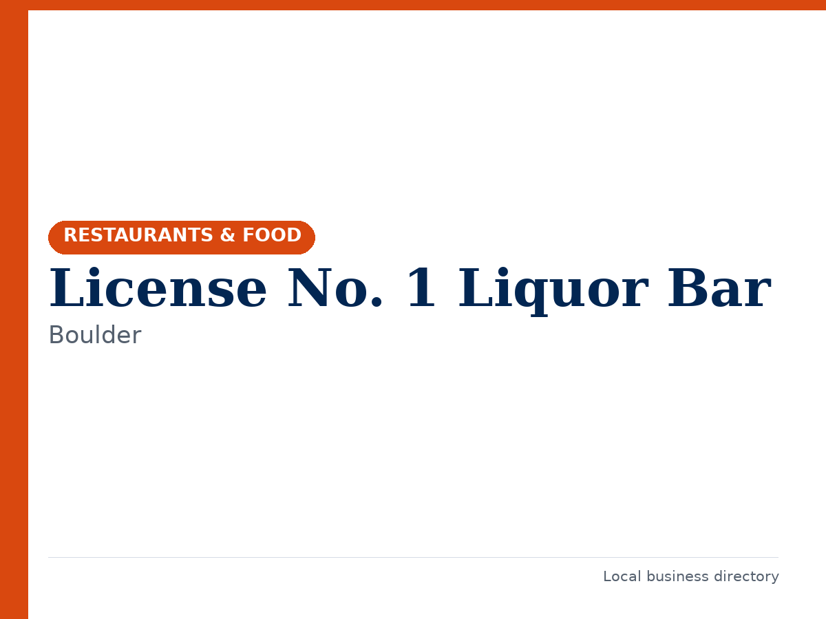 License No. 1 Liquor Bar