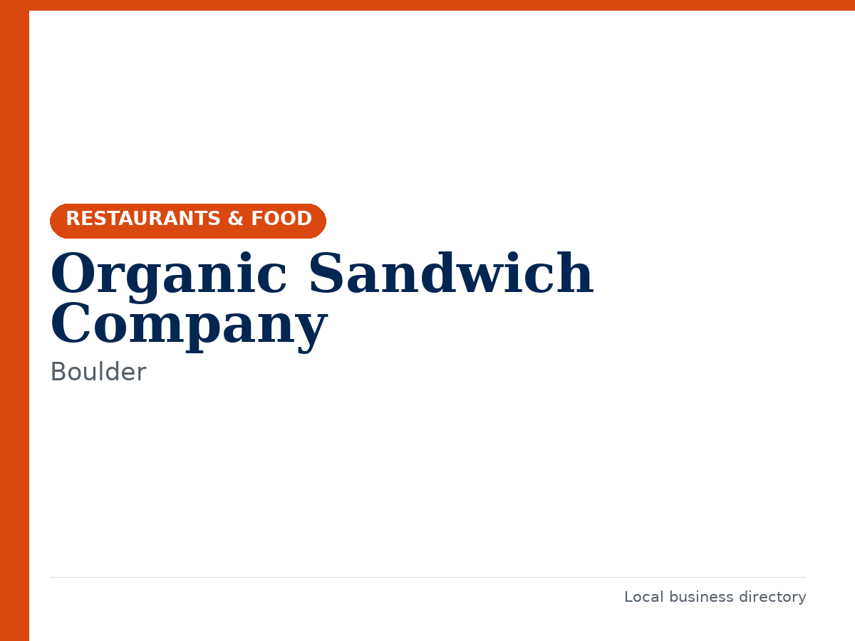 Organic Sandwich Company