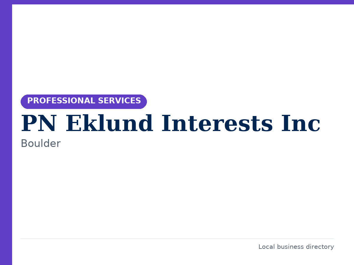 PN Eklund Interests Inc