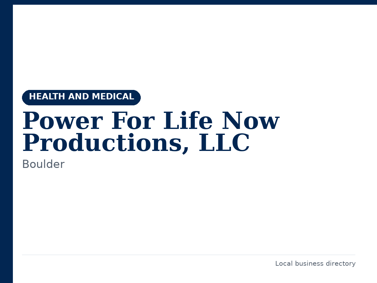 Power For Life Now Productions, LLC