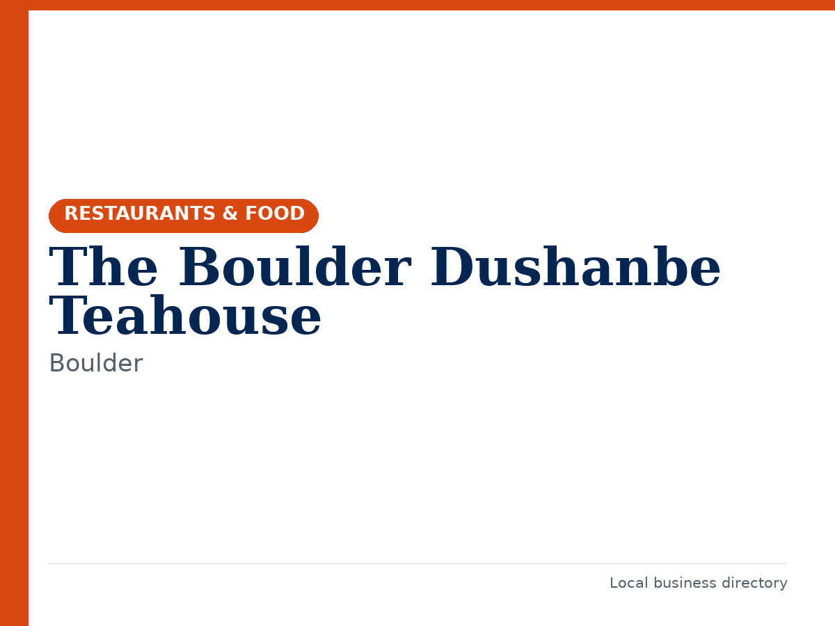 The Boulder Dushanbe Teahouse