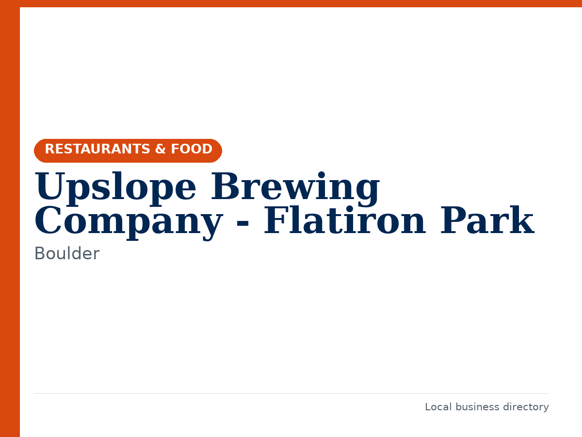 Upslope Brewing Company - Flatiron Park