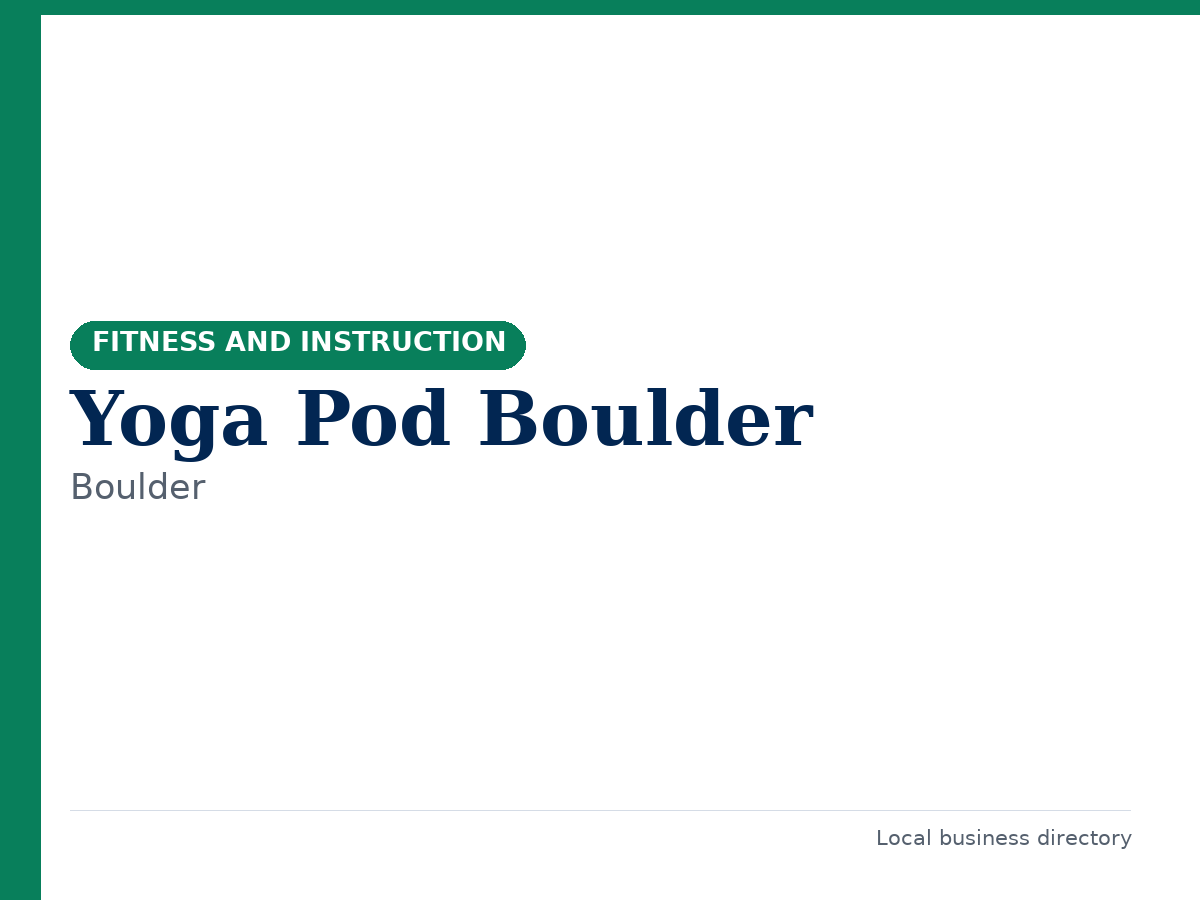 Yoga Pod Boulder