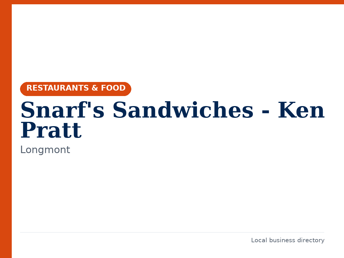 Snarf's Sandwiches - Ken Pratt