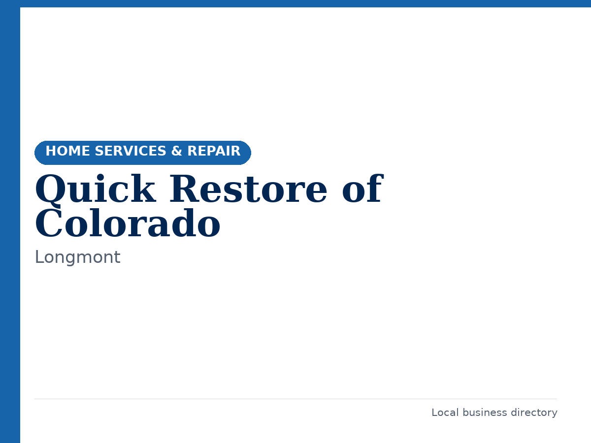 Quick Restore of Colorado