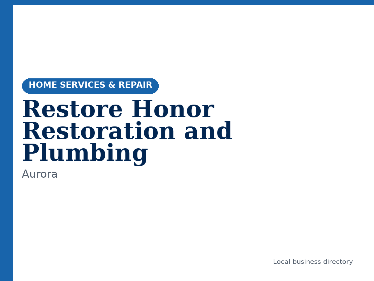 Restore Honor Restoration and Plumbing